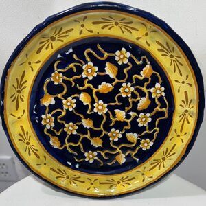 Handcrafted Yellow and Blue Decorative Plate